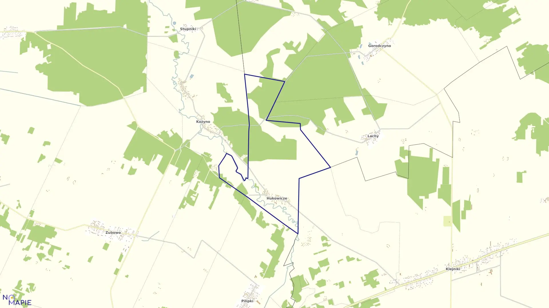 Mapa obrębu HUKOWICZE w gminie Czyże