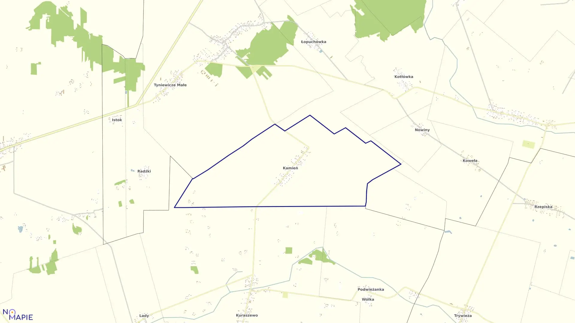 Mapa obrębu KAMIEŃ w gminie Czyże